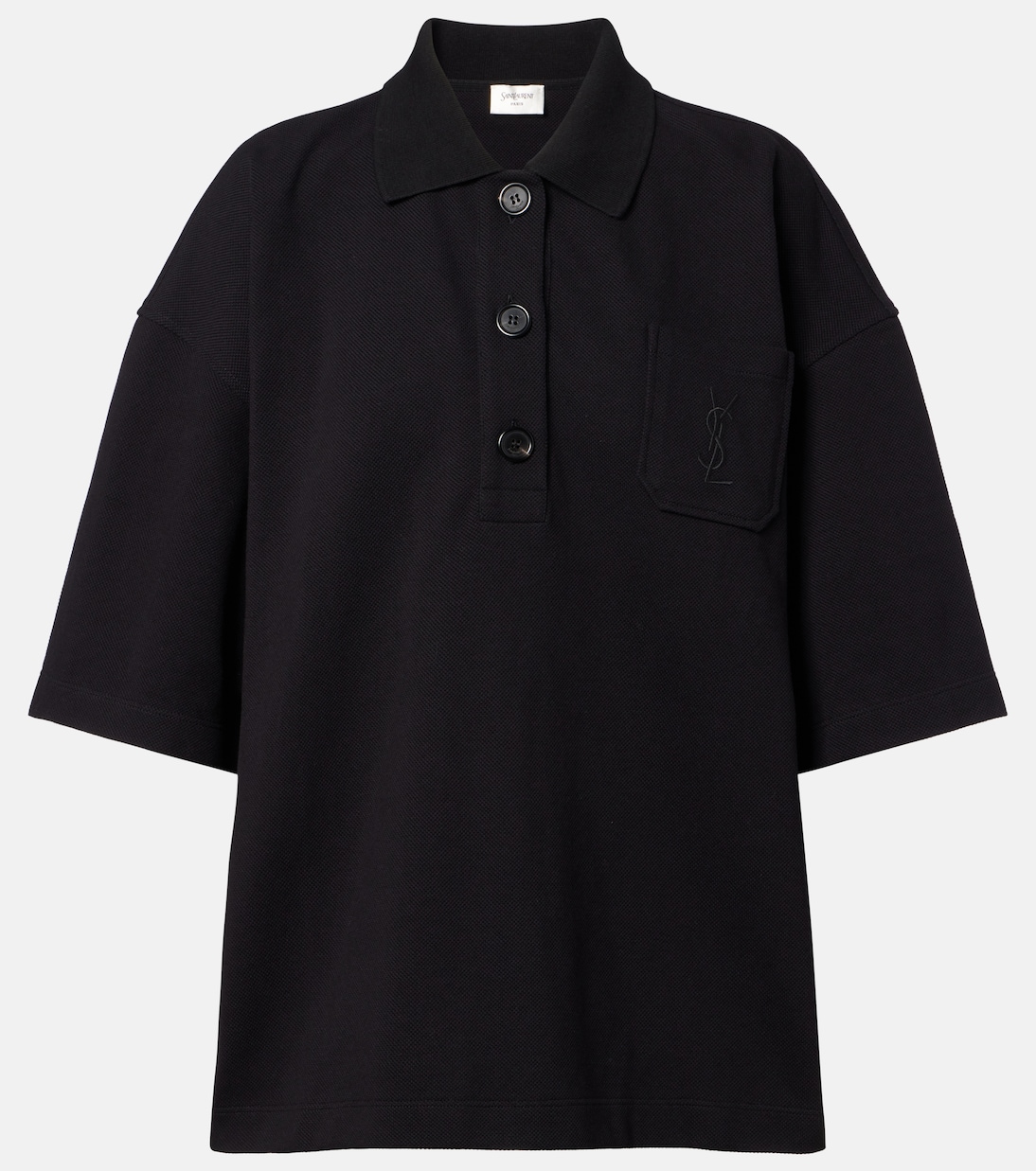 大廓形棉质刺绣Polo衫 | Saint Laurent