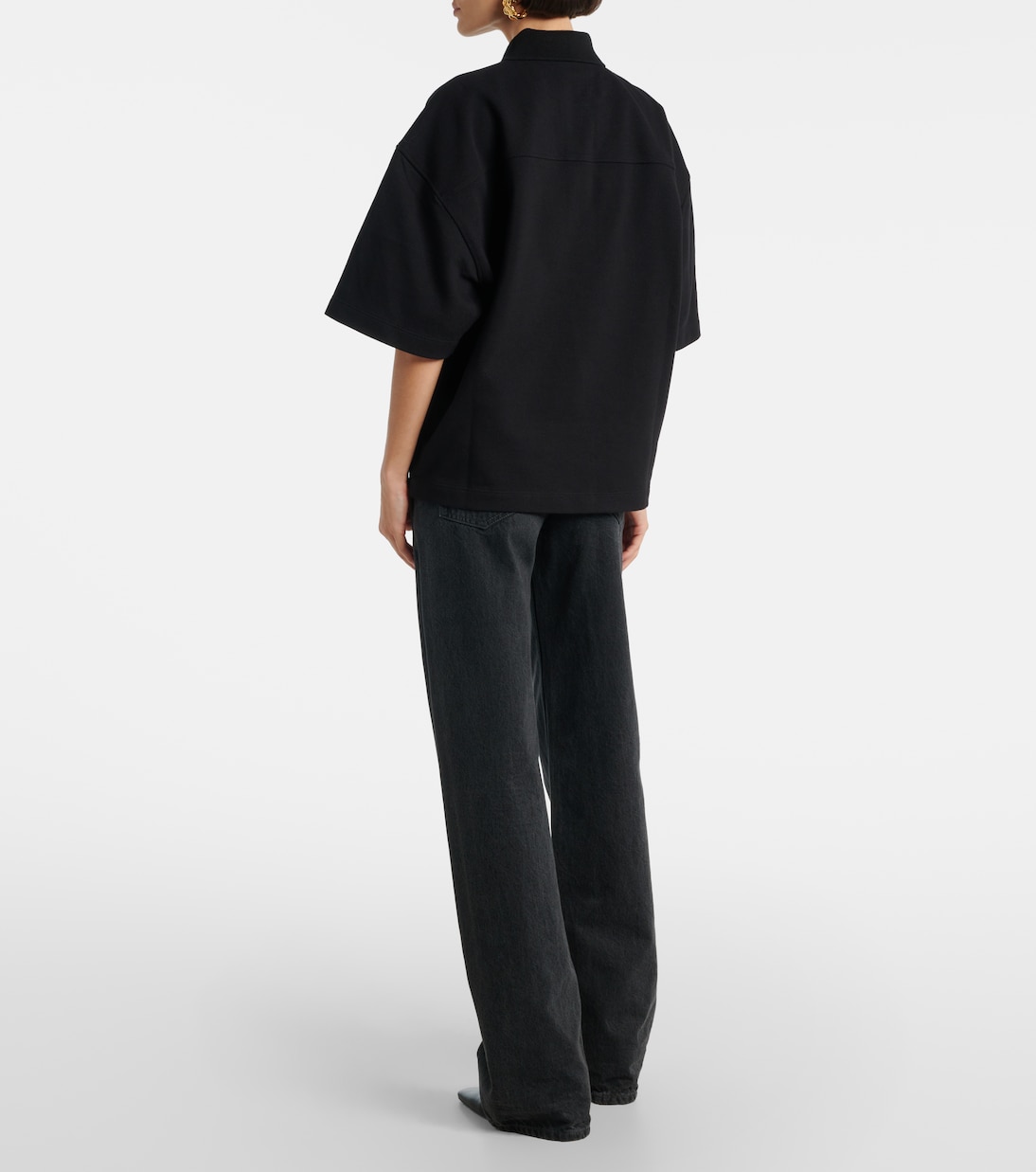 大廓形棉质刺绣Polo衫 | Saint Laurent