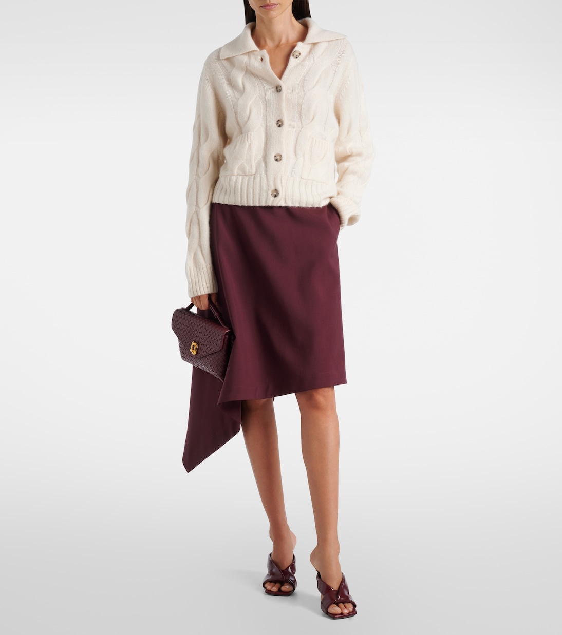 Cable-knit cashmere and silk cardigan | Jardin des Orangers