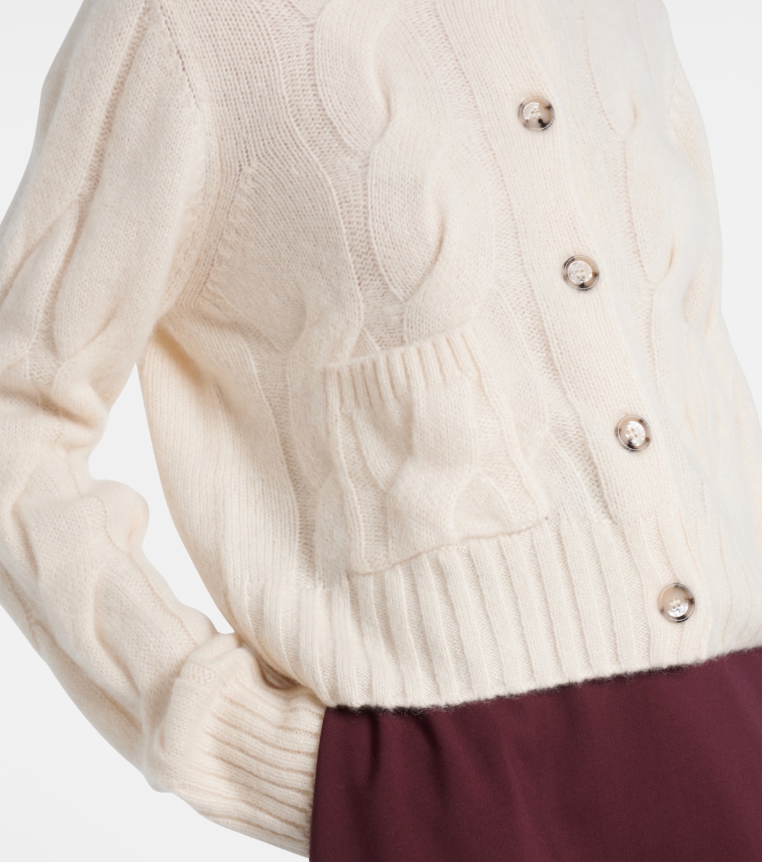 Cable-knit cashmere and silk cardigan | Jardin des Orangers