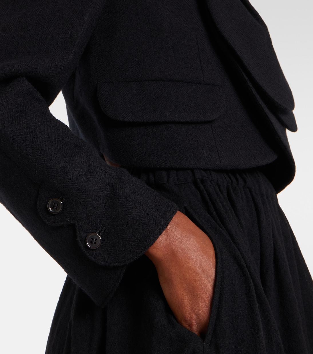 Veste raccourcie en laine | Noir Kei Ninomiya