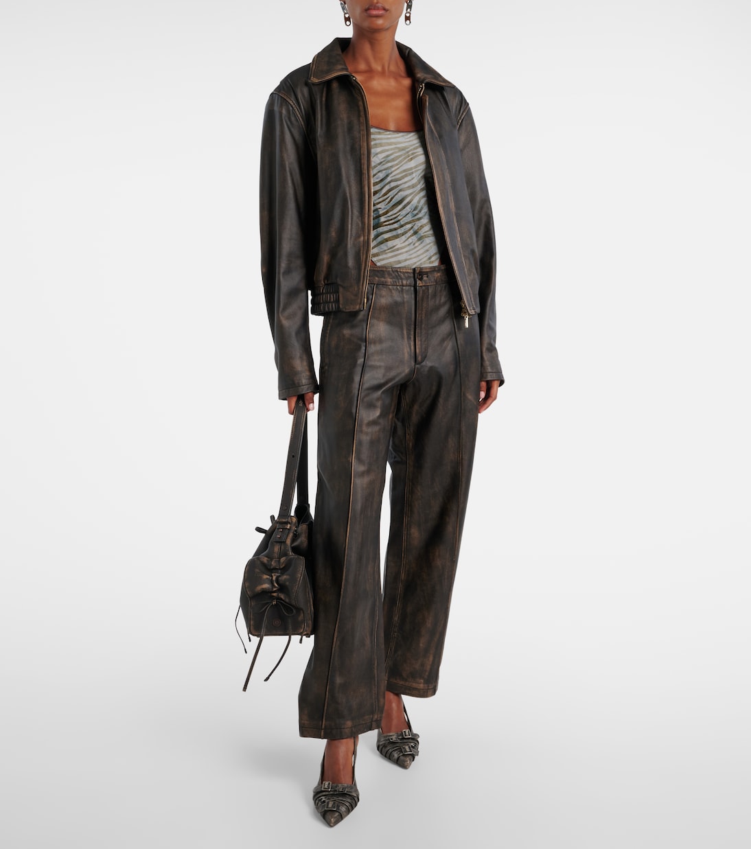High-rise leather wide-leg pants | Jacques Wei