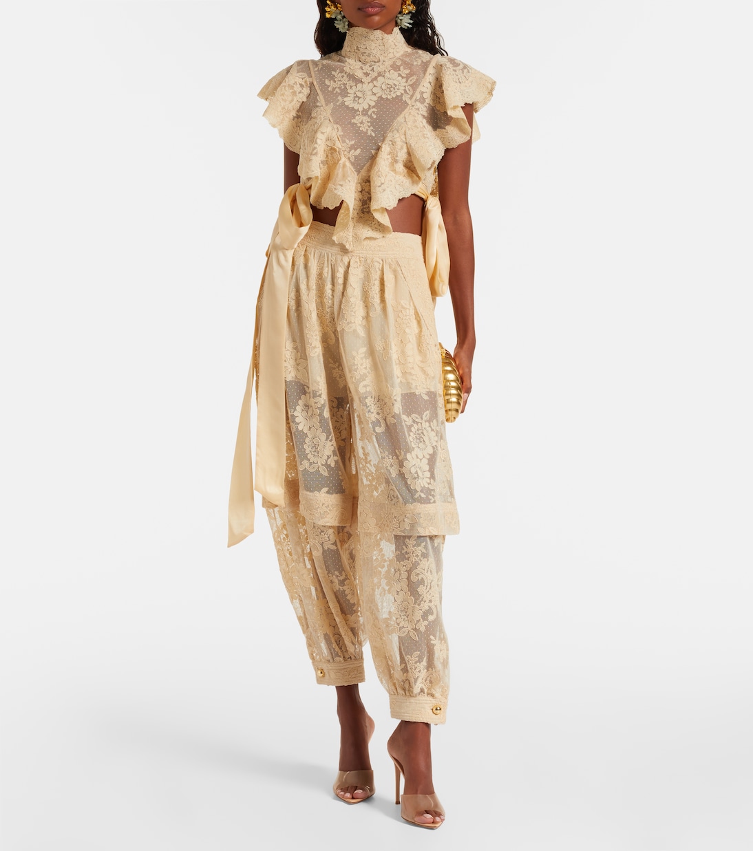 Hypnotic layered lace barrel-leg pants | Zimmermann