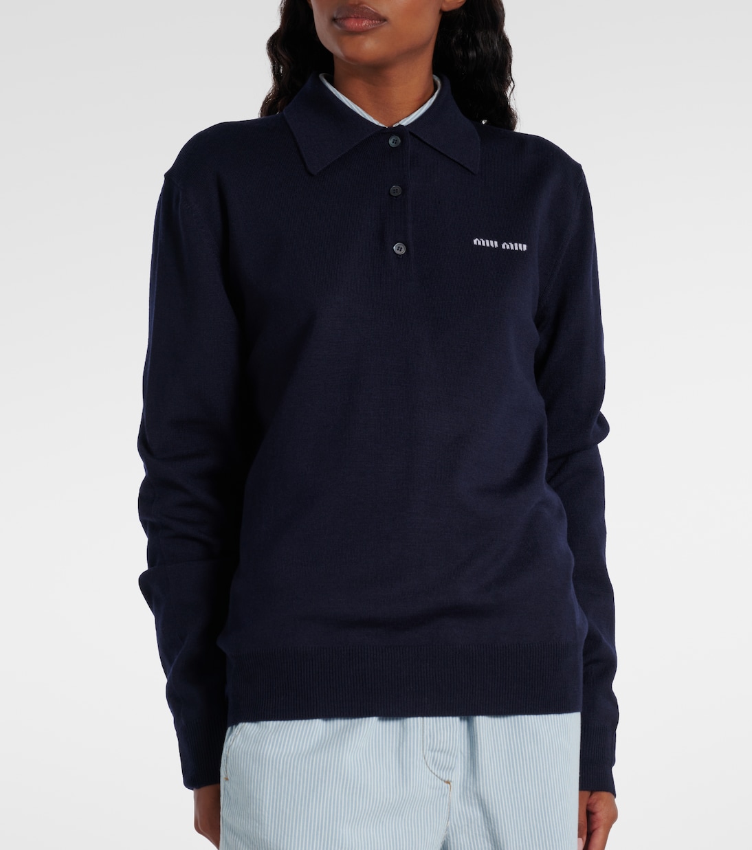 Virgin wool polo sweater | Miu Miu
