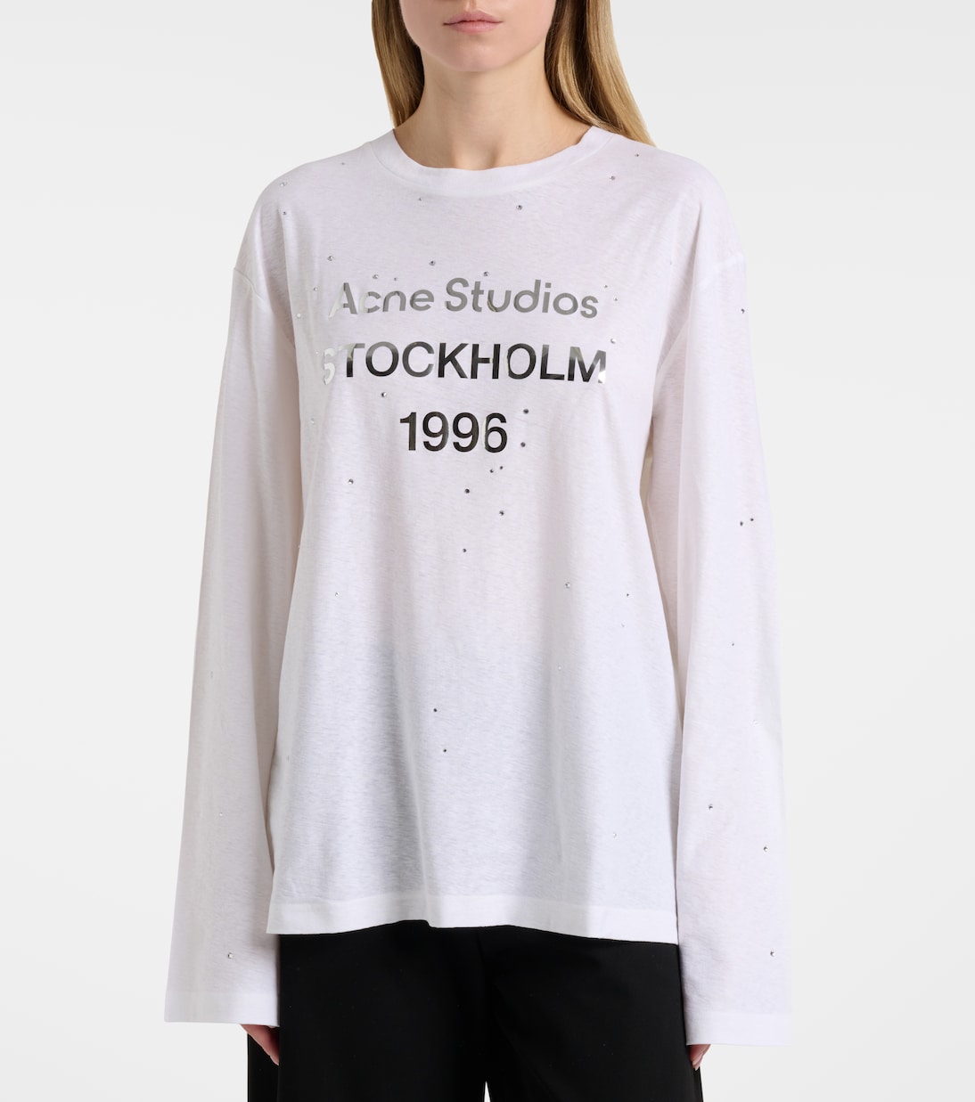 Embellished logo cotton and hemp jersey T-shirt | Acne Studios
