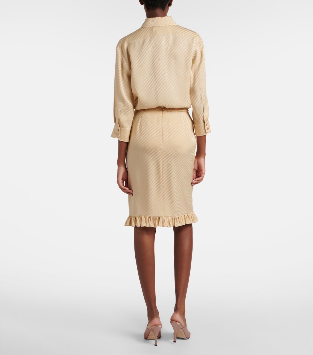 Midirock Interlocking G aus Seiden-Jacquard | Gucci