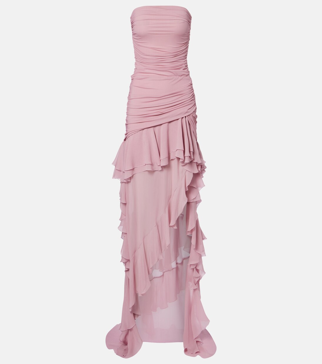 Asymmetric ruffled georgette gown | Blumarine