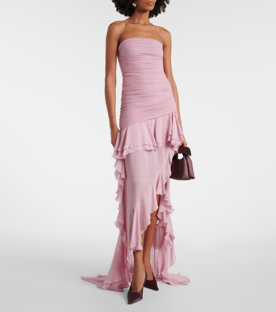 Asymmetric ruffled georgette gown | Blumarine