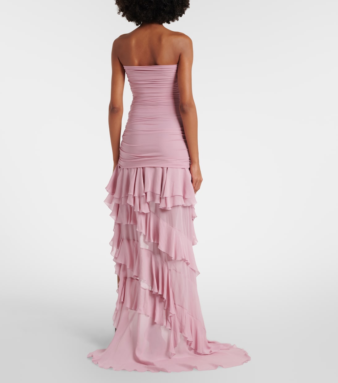 Asymmetric ruffled georgette gown | Blumarine