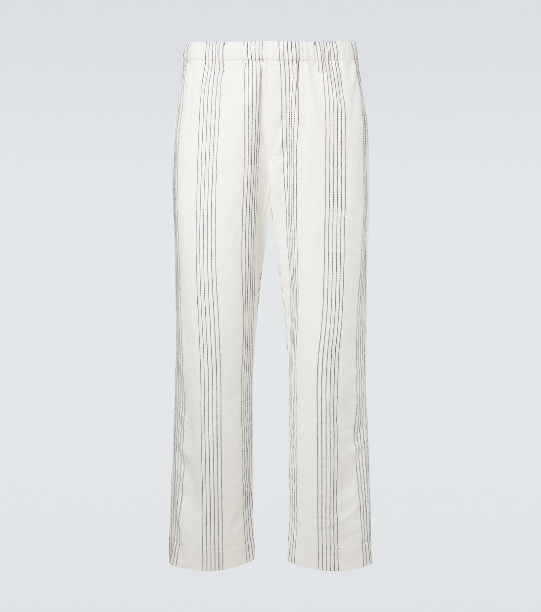 Kantha striped cotton straight pants | Commas