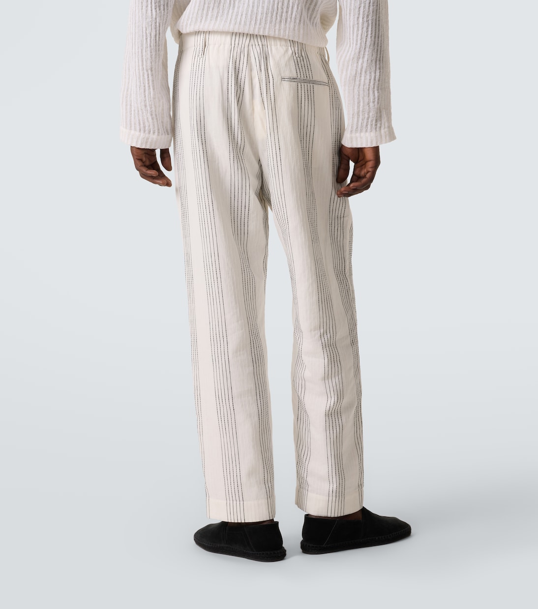 Kantha striped cotton straight pants | Commas