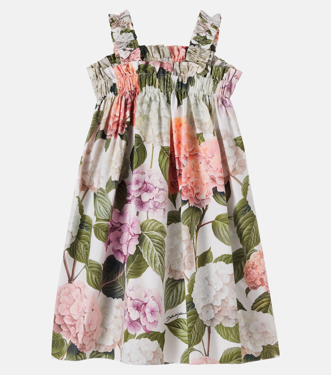 Floral cotton poplin dress | Dolce&Gabbana Kids