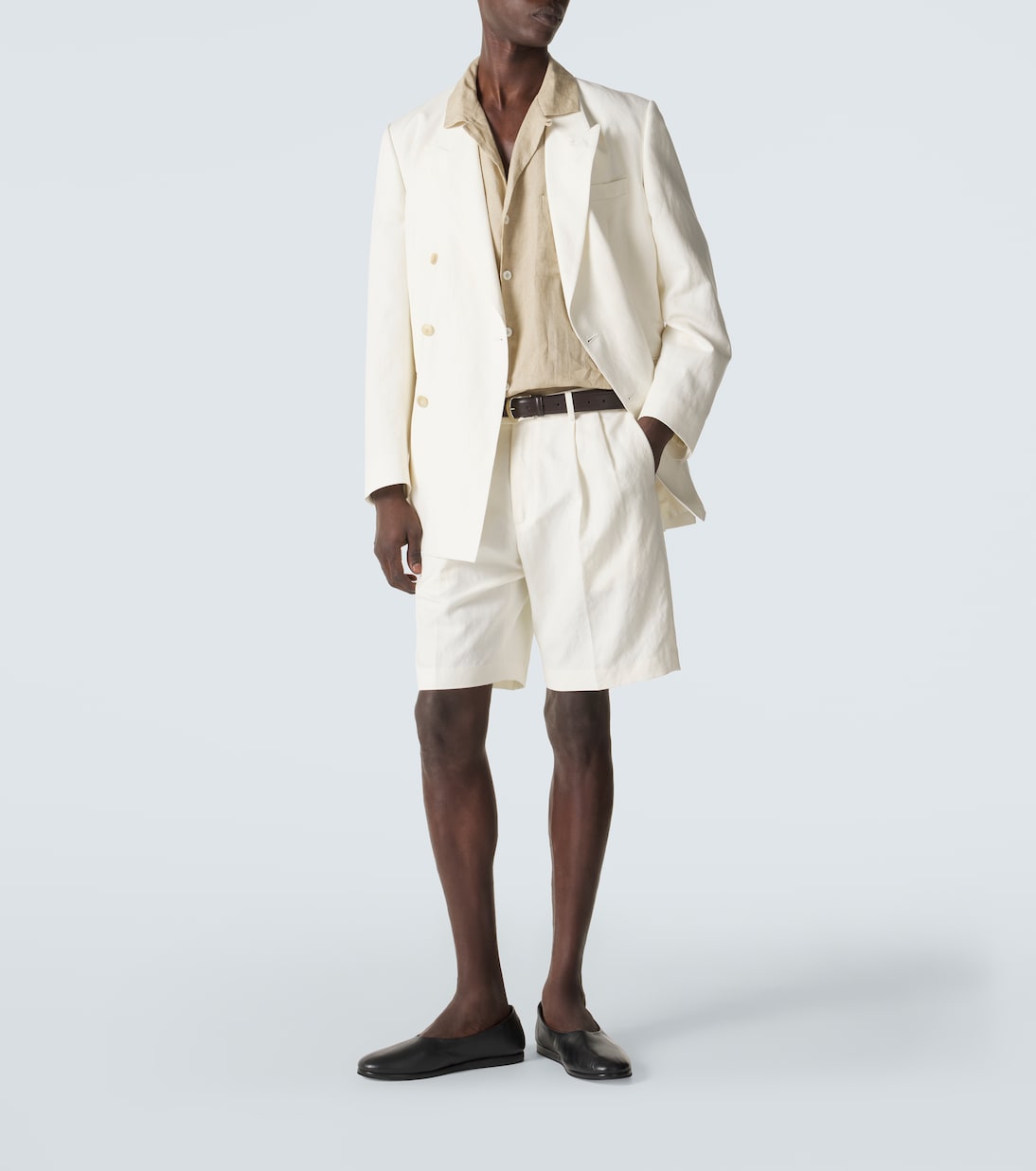 Double-breasted wool, cotton, and linen blazer | Auralee