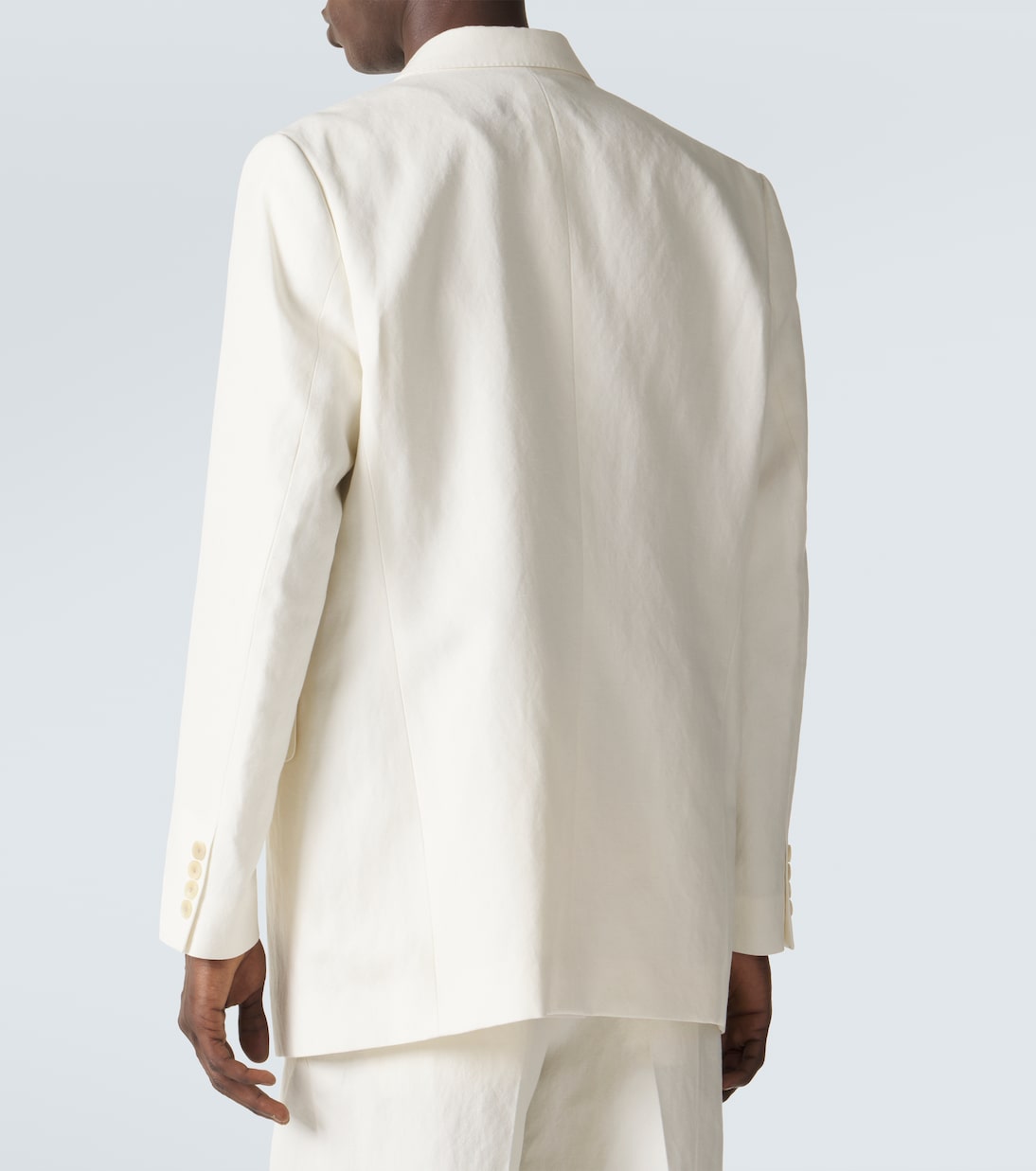 Double-breasted wool, cotton, and linen blazer | Auralee