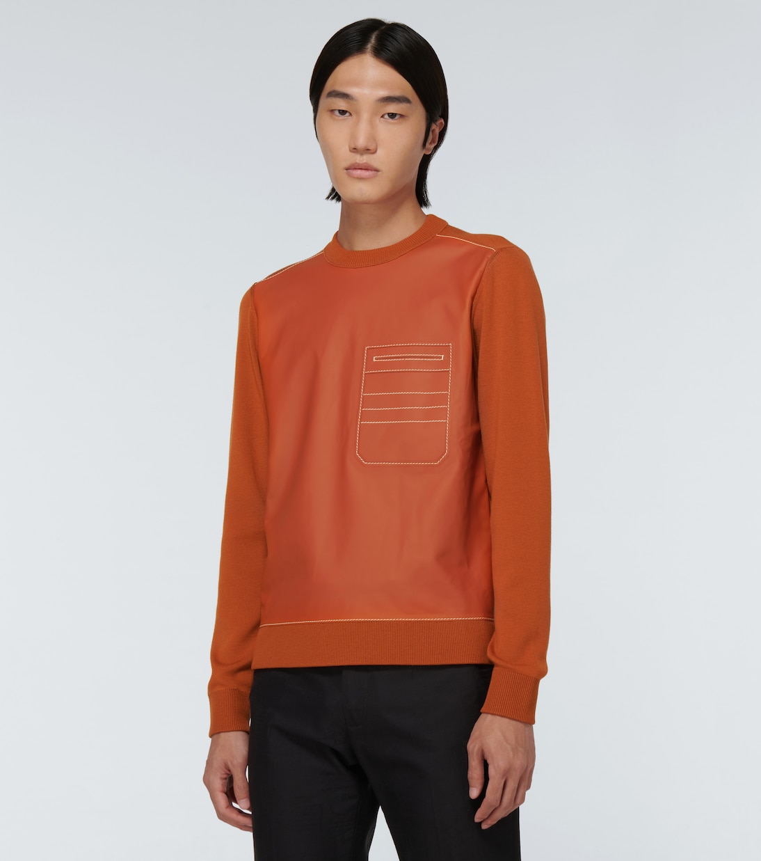 Pullover in lana e pelle | Berluti