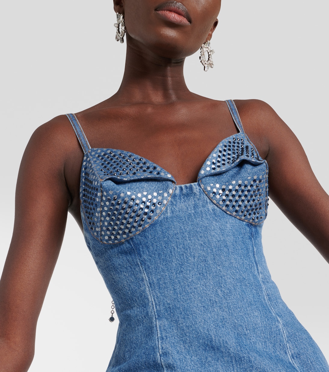 Crystal-embellished denim minidress | Area