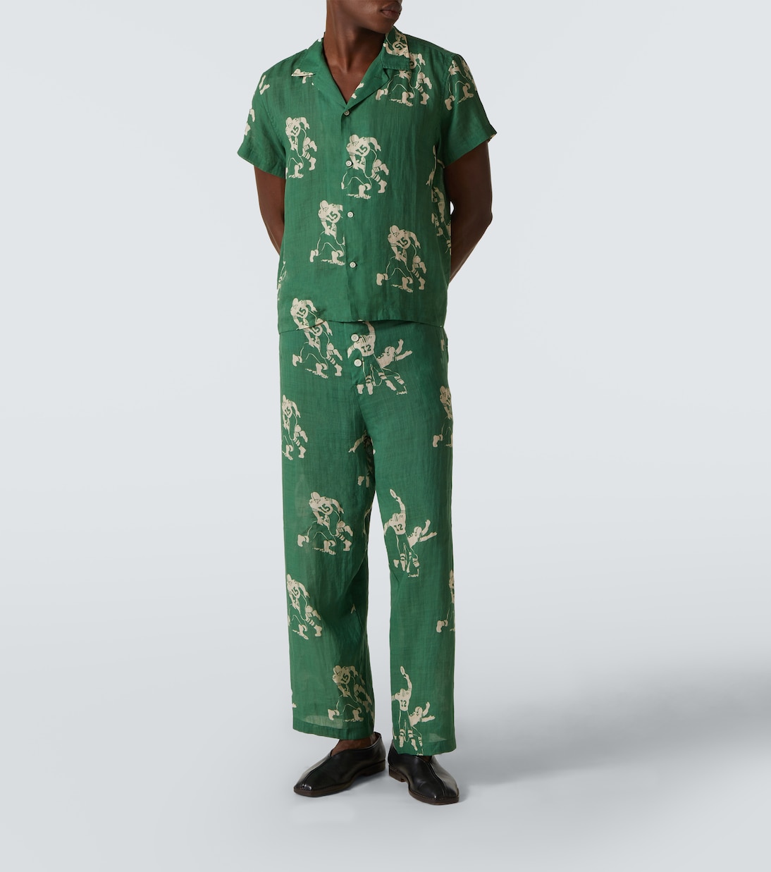 Pyjamahose Football Silhouette aus Leinen | Bode