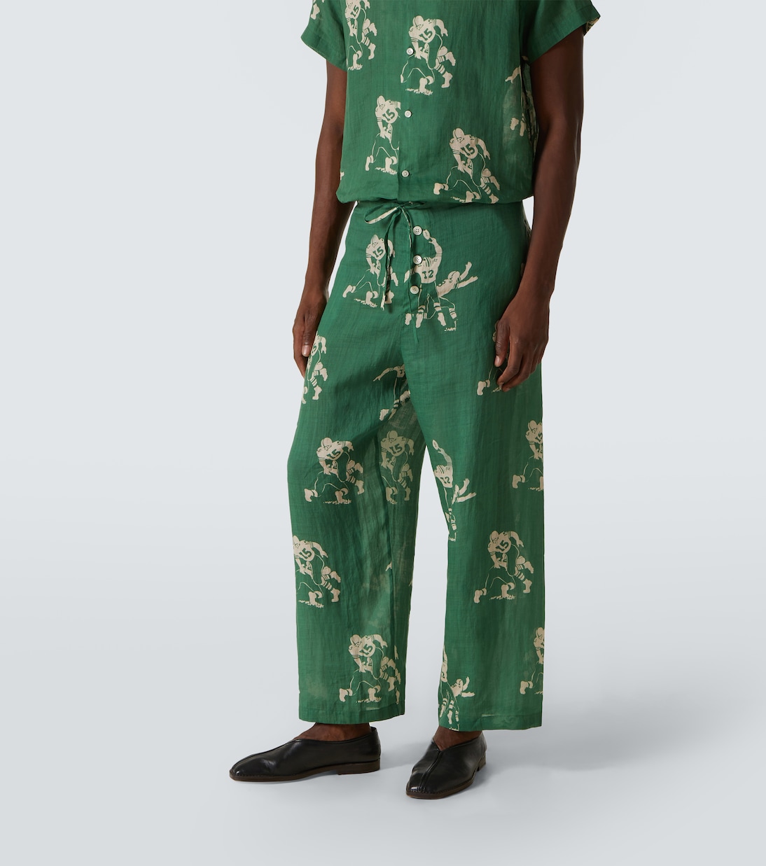 Pyjamahose Football Silhouette aus Leinen | Bode