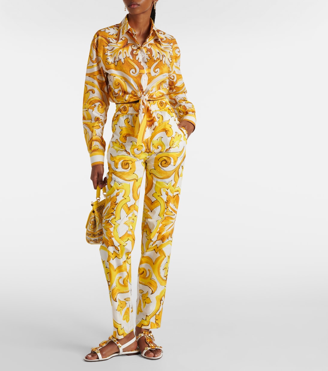 Cropped-Hemd Majolica aus Baumwollpopeline | Dolce&Gabbana