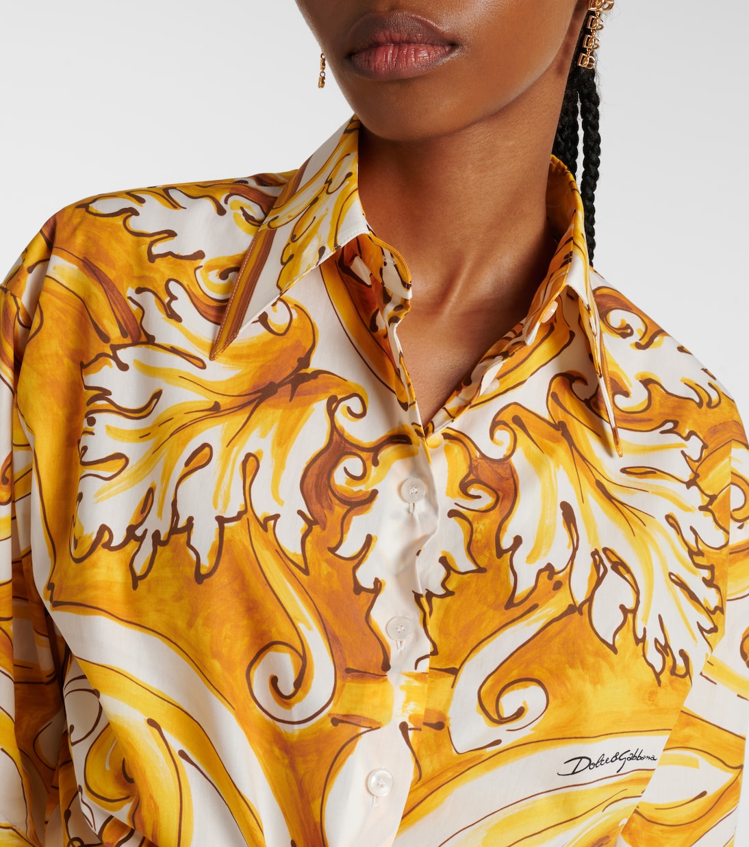 Cropped-Hemd Majolica aus Baumwollpopeline | Dolce&Gabbana