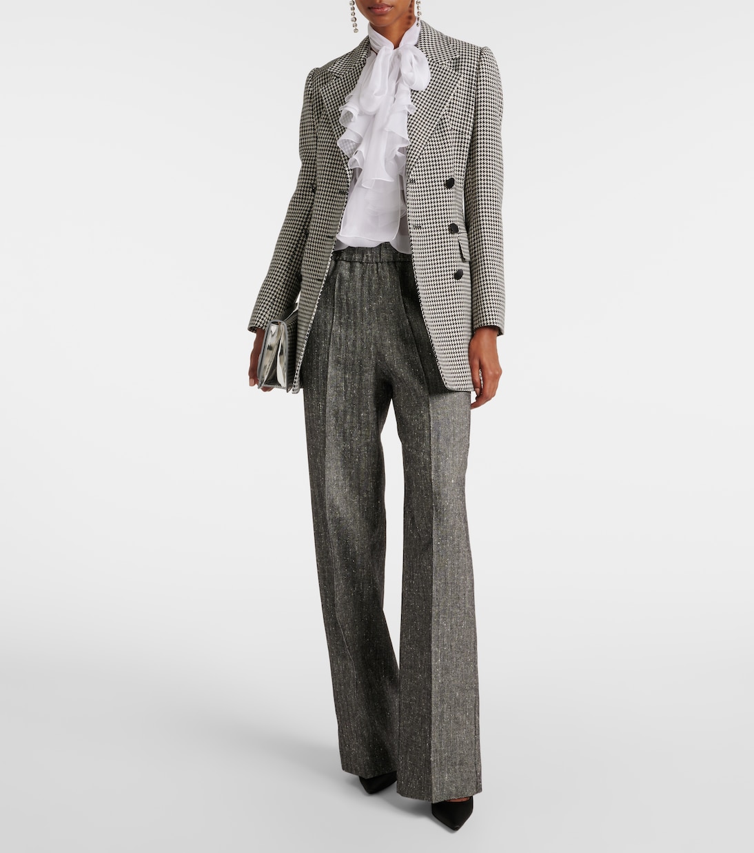 Weite High-Rise-Hose aus einem Wollgemisch | Dolce&Gabbana