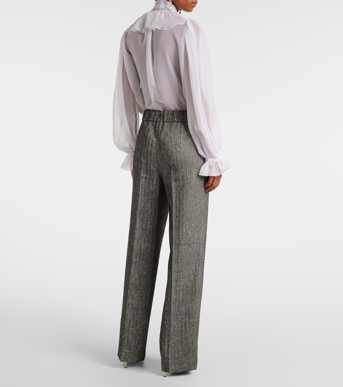 Weite High-Rise-Hose aus einem Wollgemisch | Dolce&Gabbana
