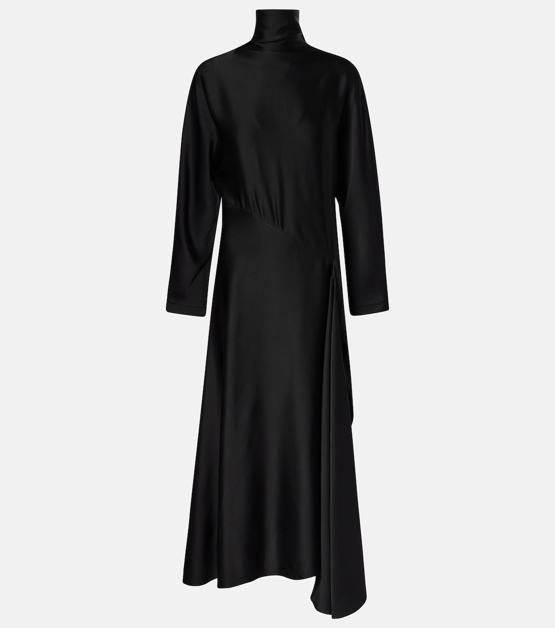 Vestido midi de satén asimétrico estilo Alaïa para jóvenes modernos