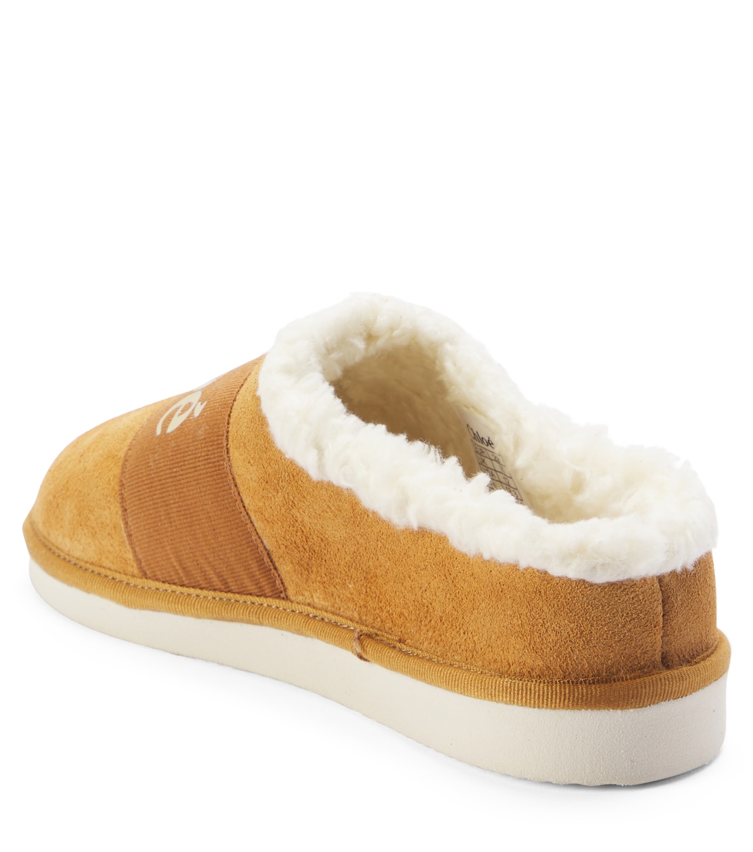Slippers in suede e pile con logo | Chloé Kids