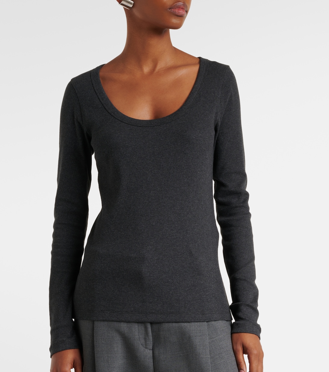 Top in jersey di misto cotone a coste | Toteme