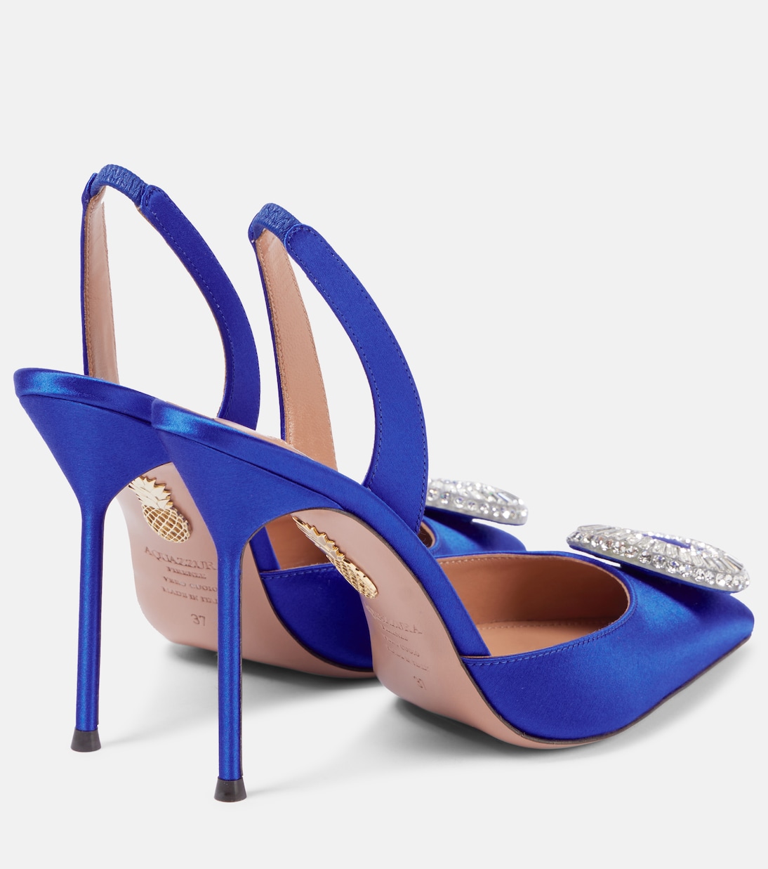 Escarpins slingback Crystal Hoop 50 en satin | Aquazzura