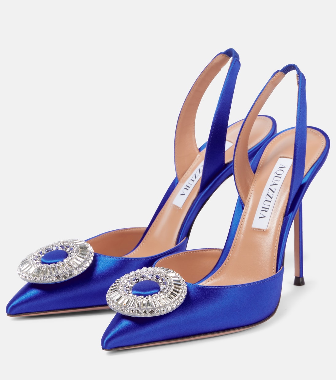 Escarpins slingback Crystal Hoop 50 en satin | Aquazzura