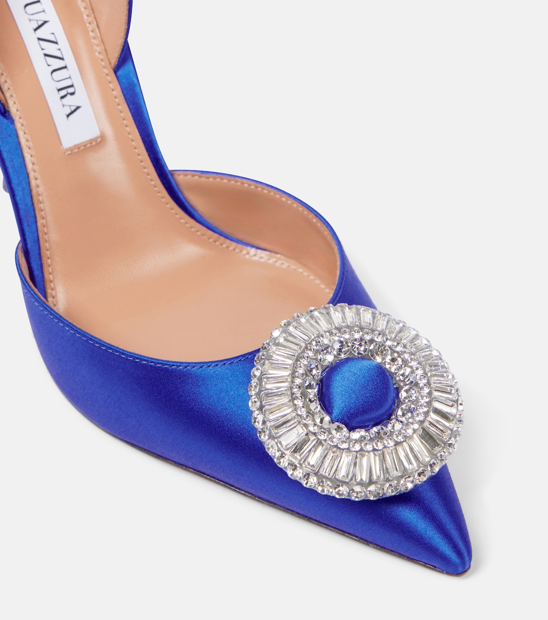 Escarpins slingback Crystal Hoop 50 en satin | Aquazzura