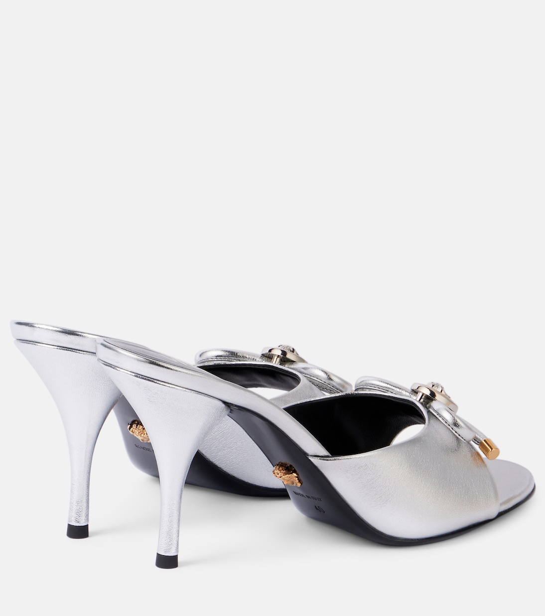 Mules Opera Bow 85 in pelle metallizzata | Versace