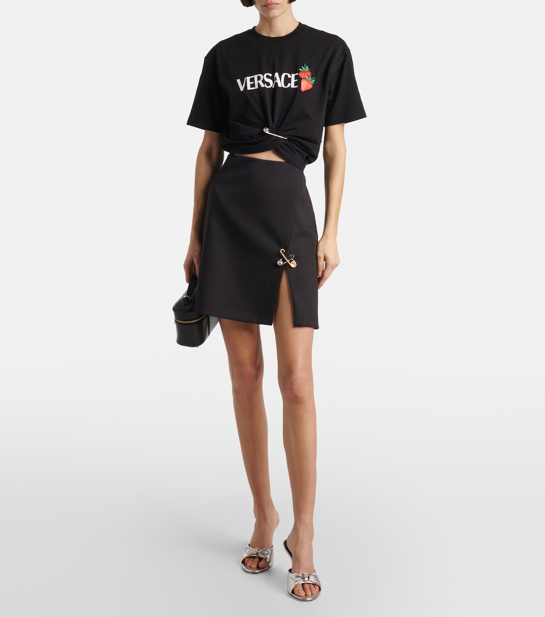 Mules Opera Bow 85 in pelle metallizzata | Versace