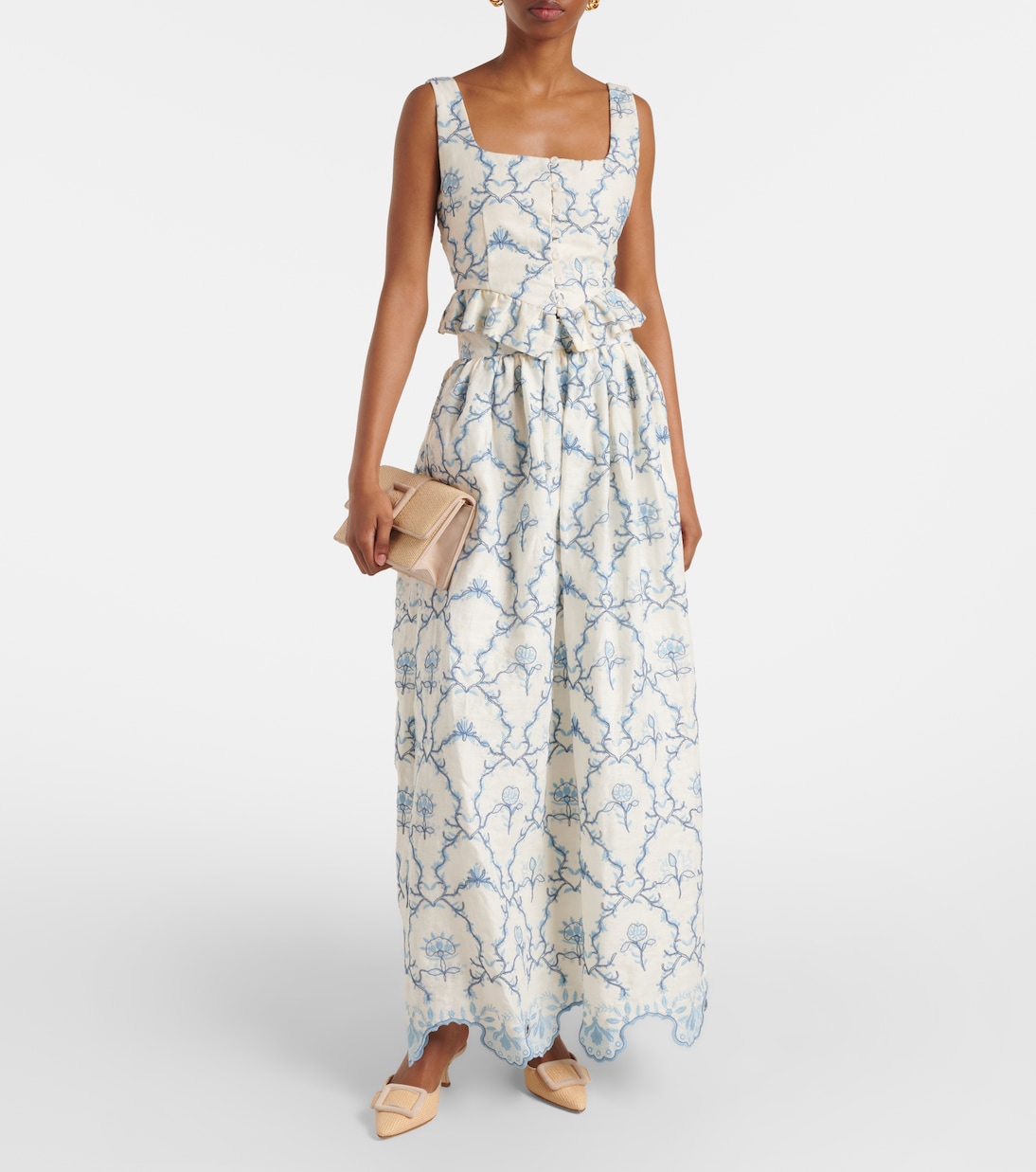 Eslabón Floritura printed linen crop top | Agua by Agua Bendita