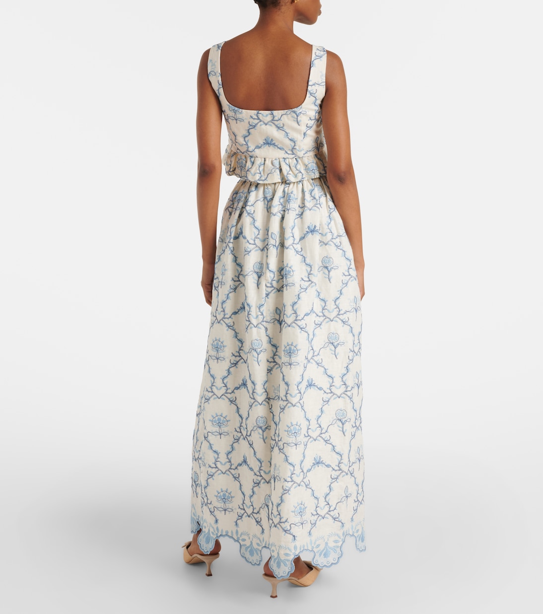 Eslabón Floritura printed linen crop top | Agua by Agua Bendita