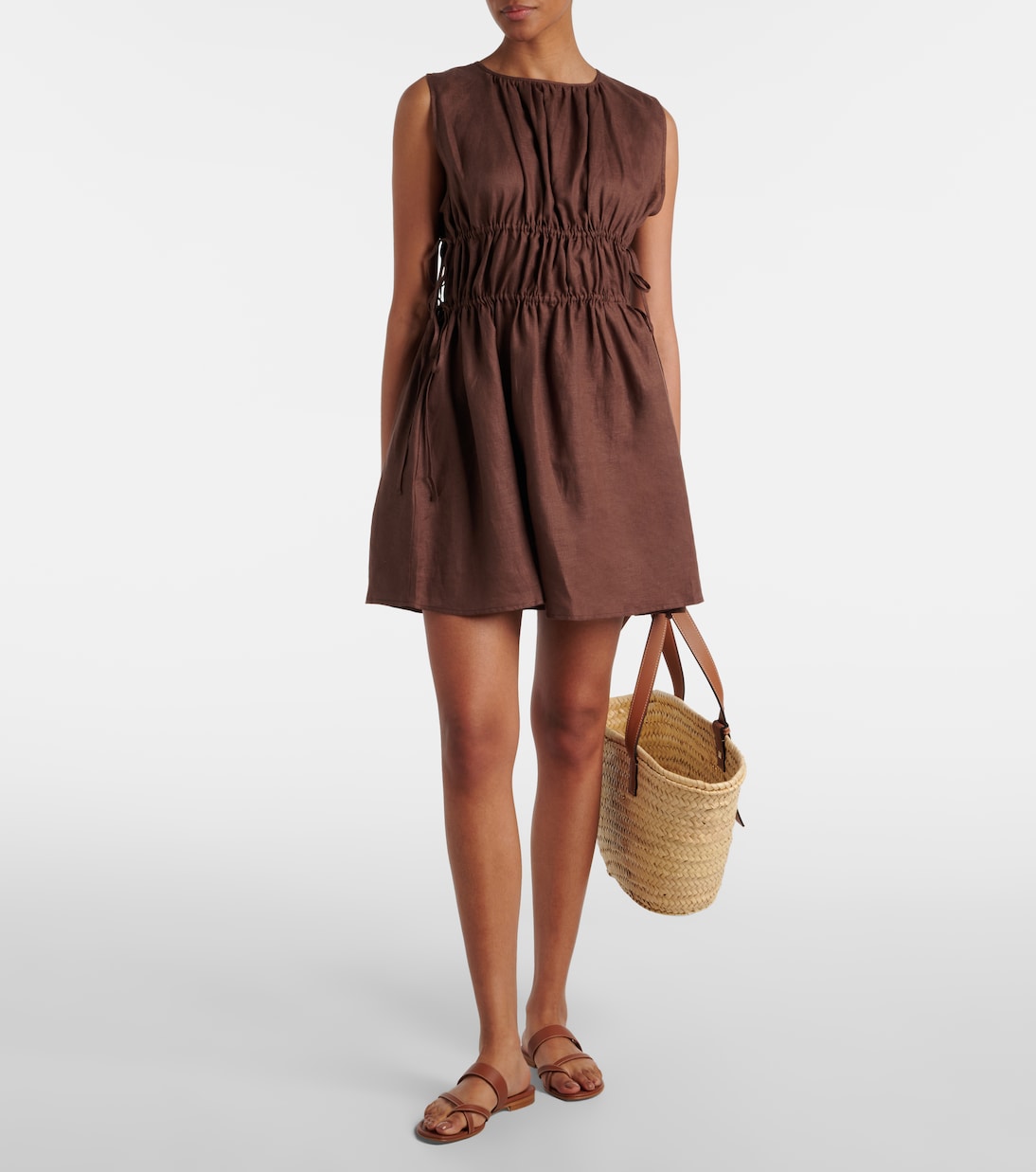 Gathered linen minidress | Asceno