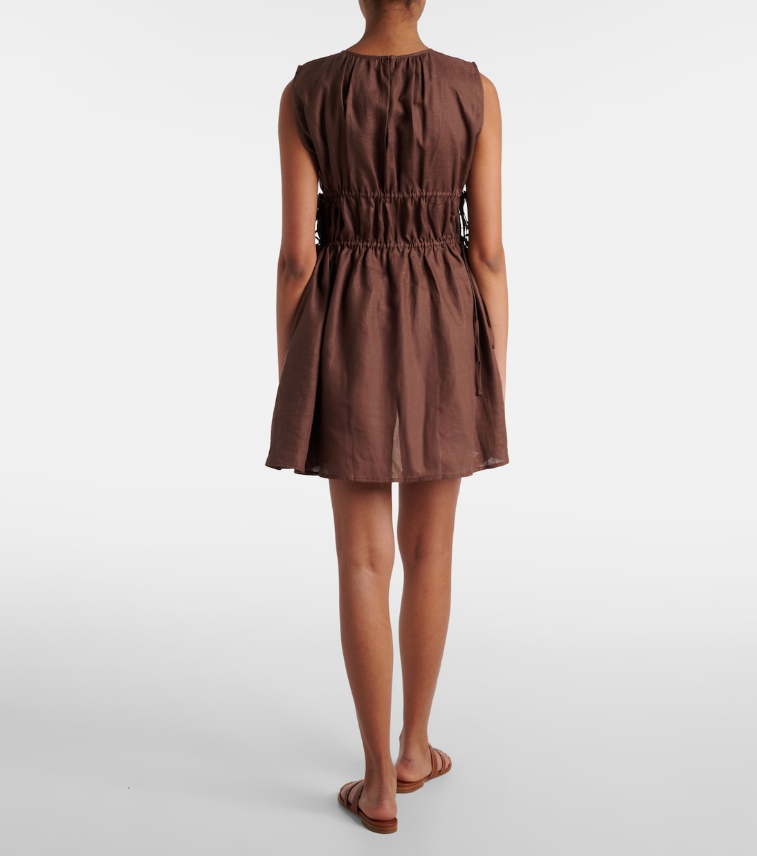 Gathered linen minidress | Asceno