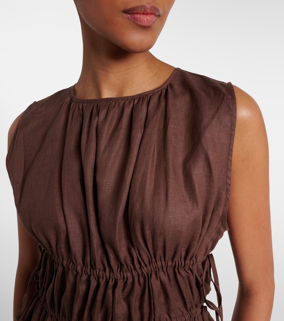 Gathered linen minidress | Asceno