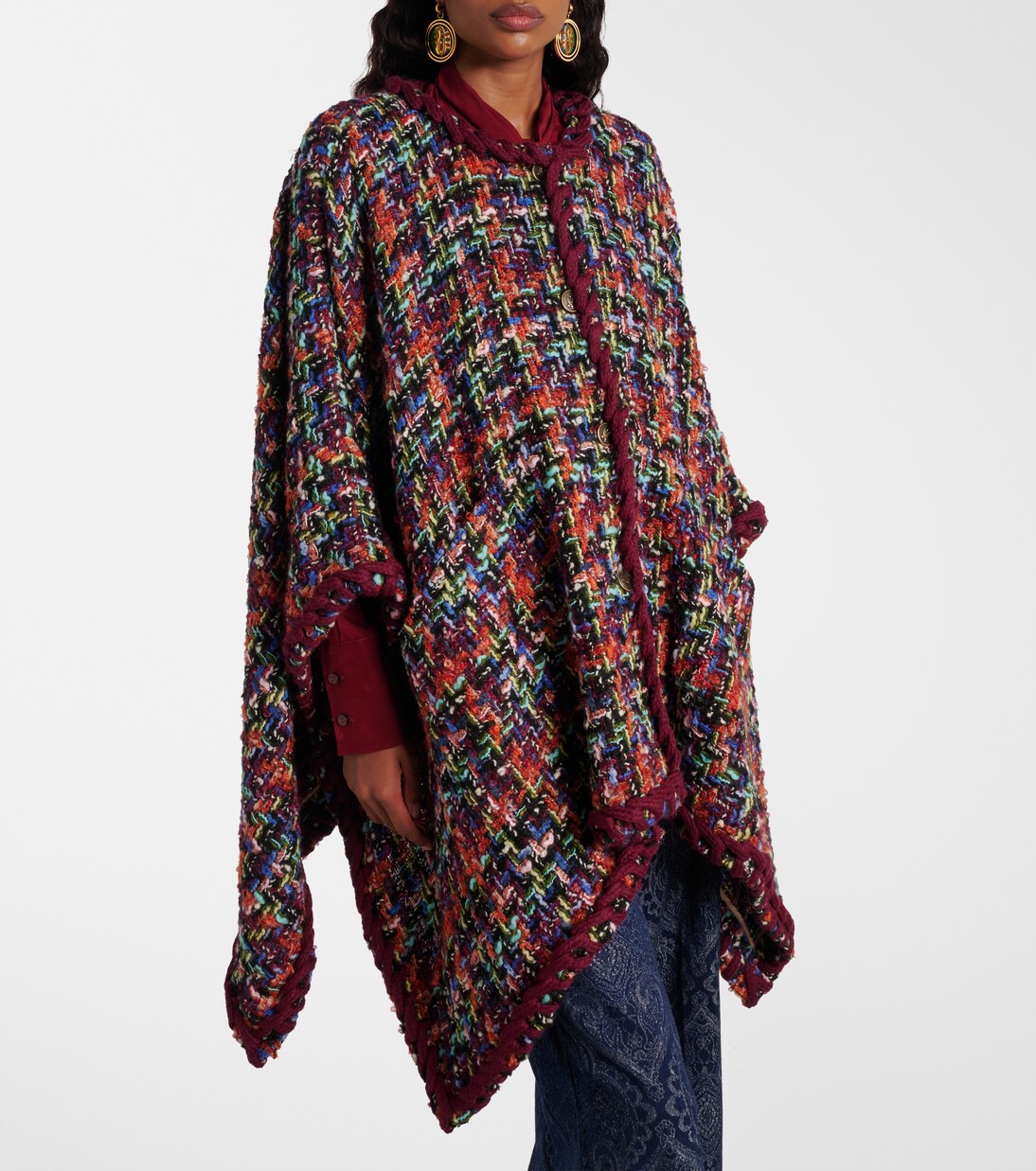 Wool, mohair, and cotton-blend cape | Etro