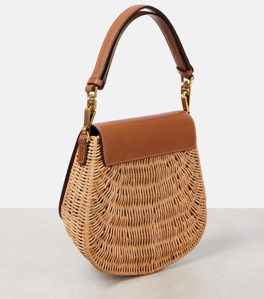 Voltaire leather and wicker tote bag | Saint Laurent
