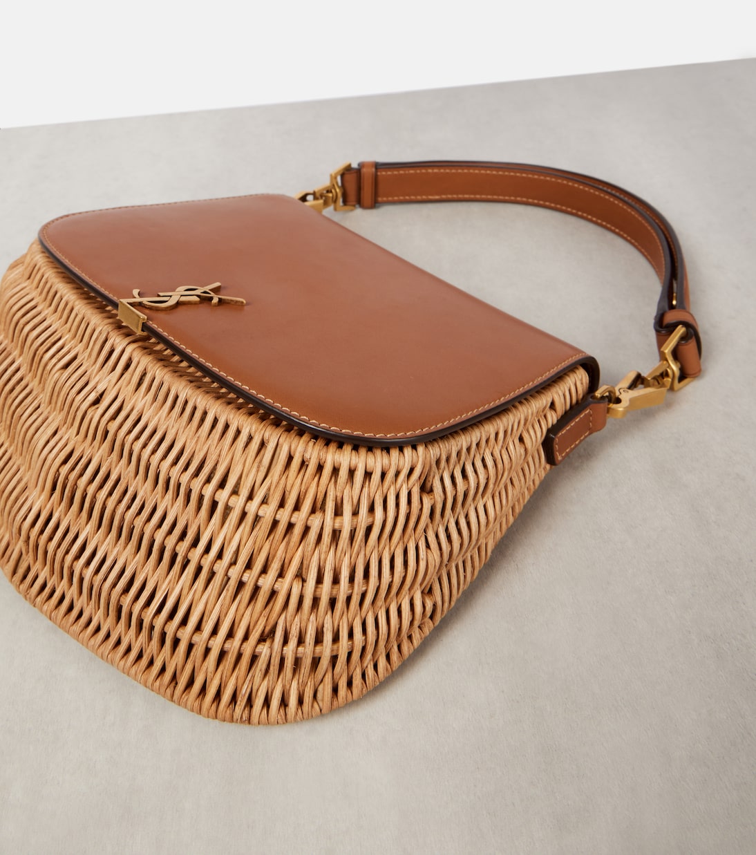 Voltaire leather and wicker tote bag | Saint Laurent