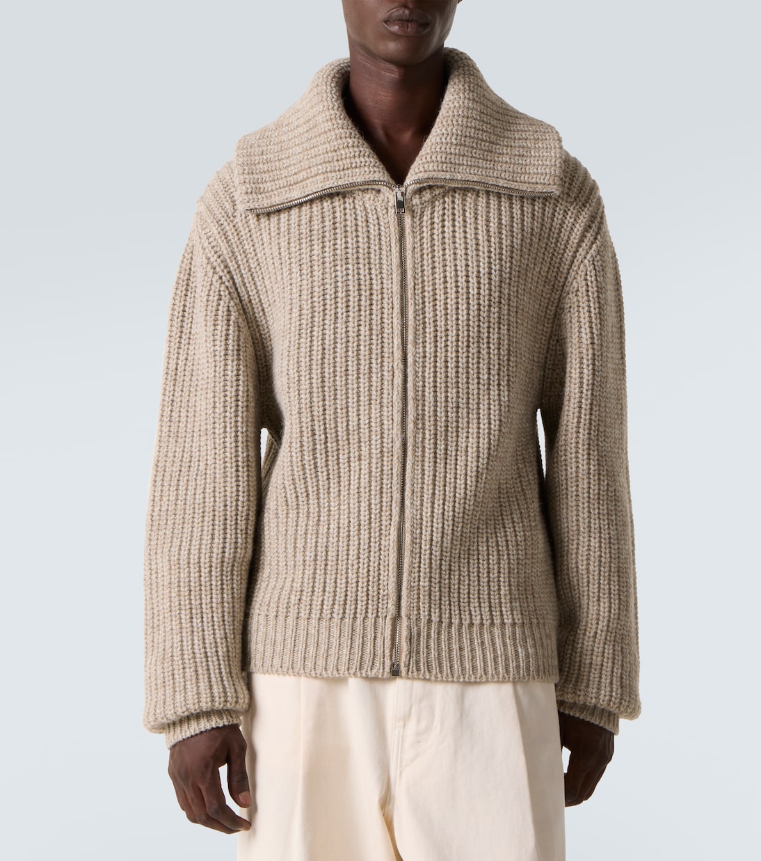 Alpaca and yak wool zip-up cardigan | Lemaire