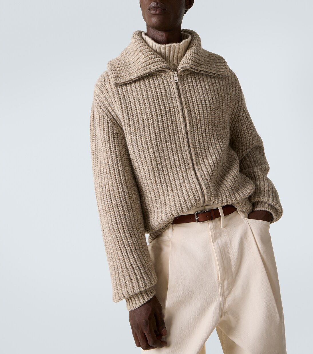 Alpaca and yak wool zip-up cardigan | Lemaire