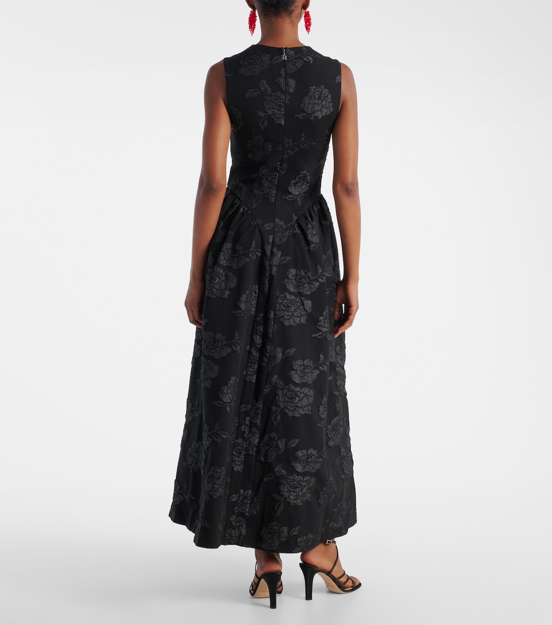 Vestido midi en jacquard floral | Rotate