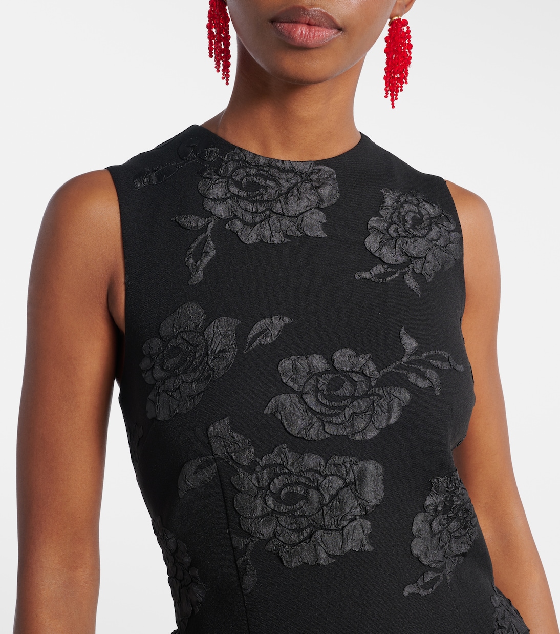 Vestido midi en jacquard floral | Rotate