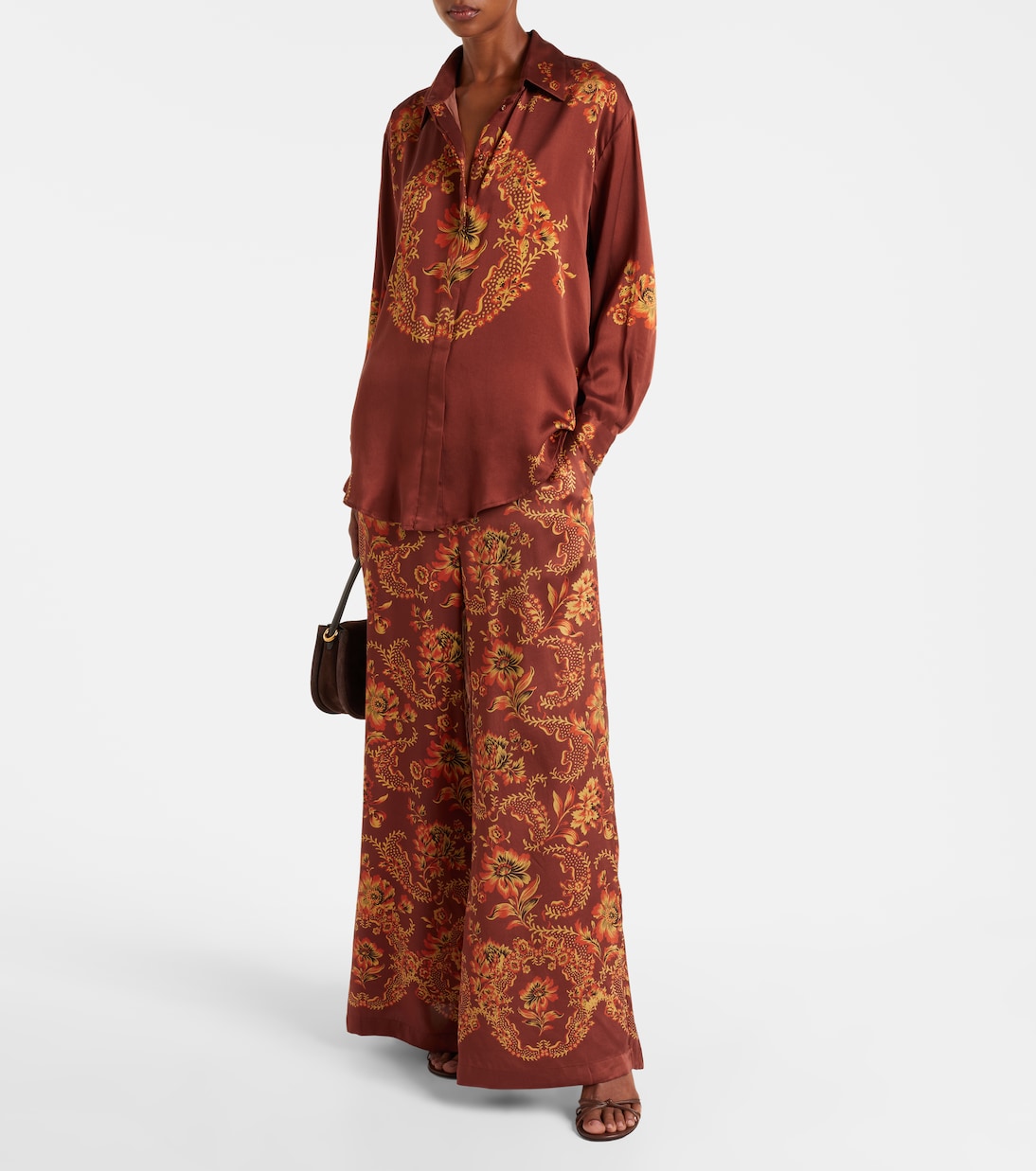 Seraphina printed silk satin shirt | Alémais