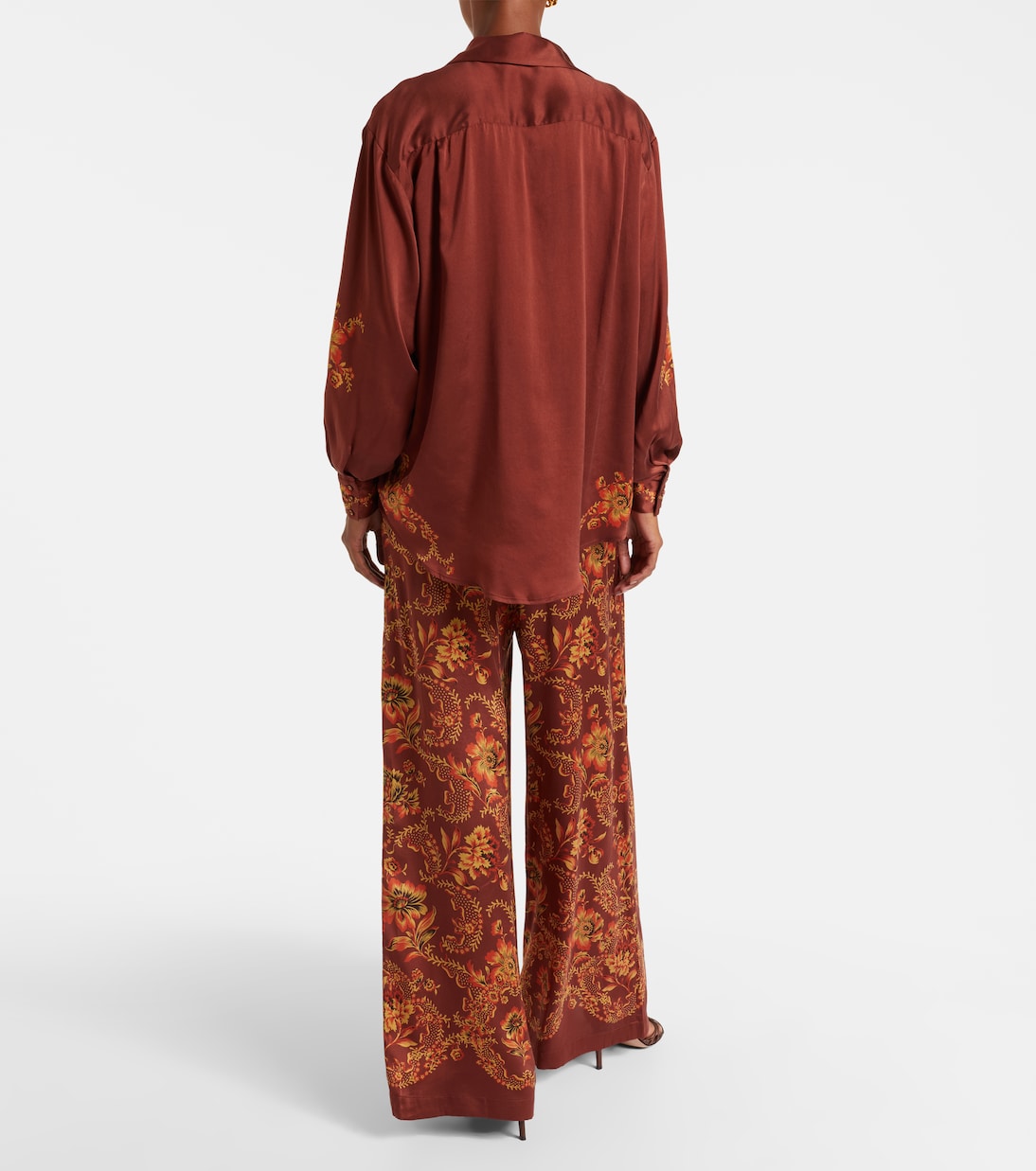 Seraphina printed silk satin shirt | Alémais