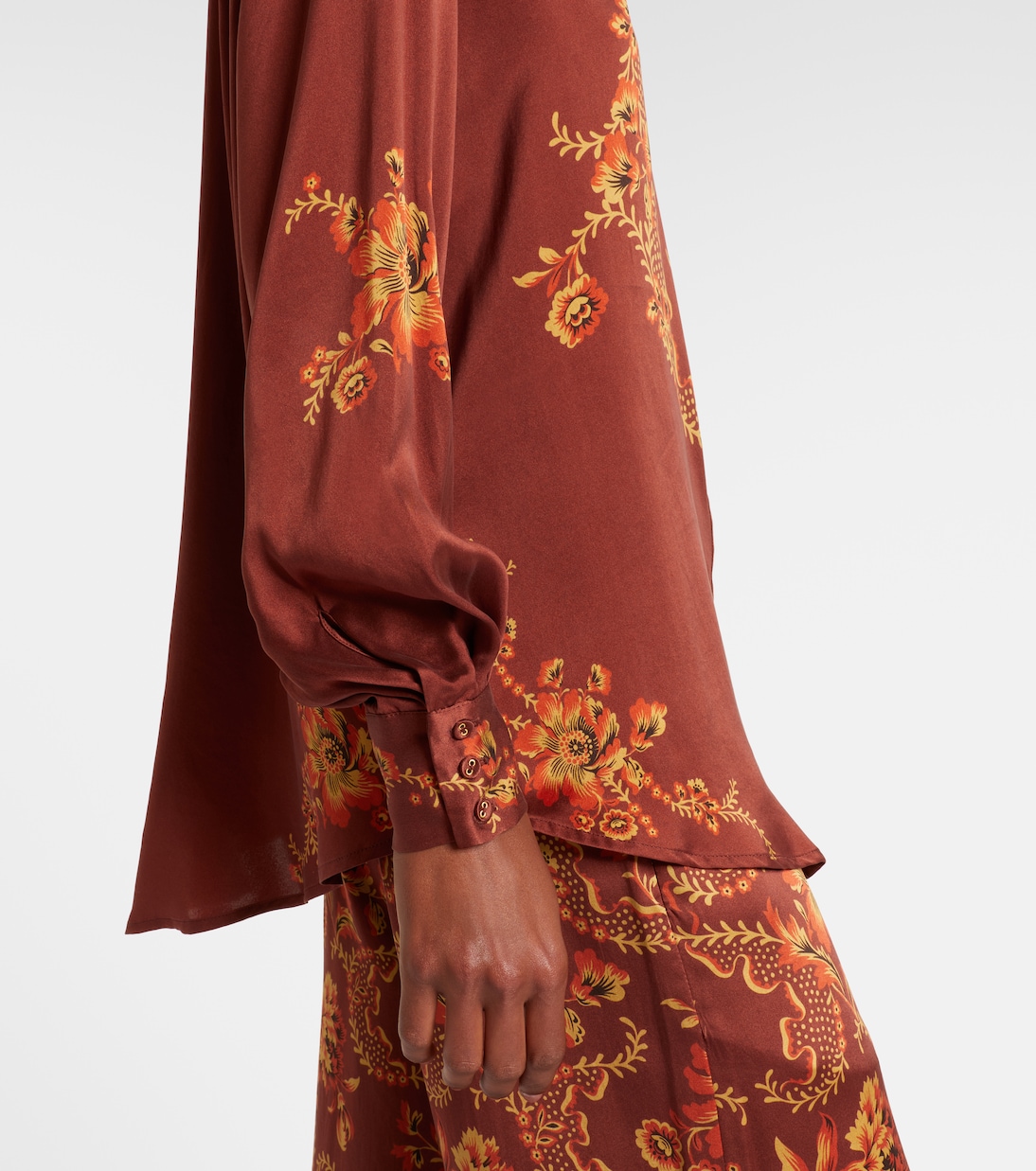 Seraphina printed silk satin shirt | Alémais