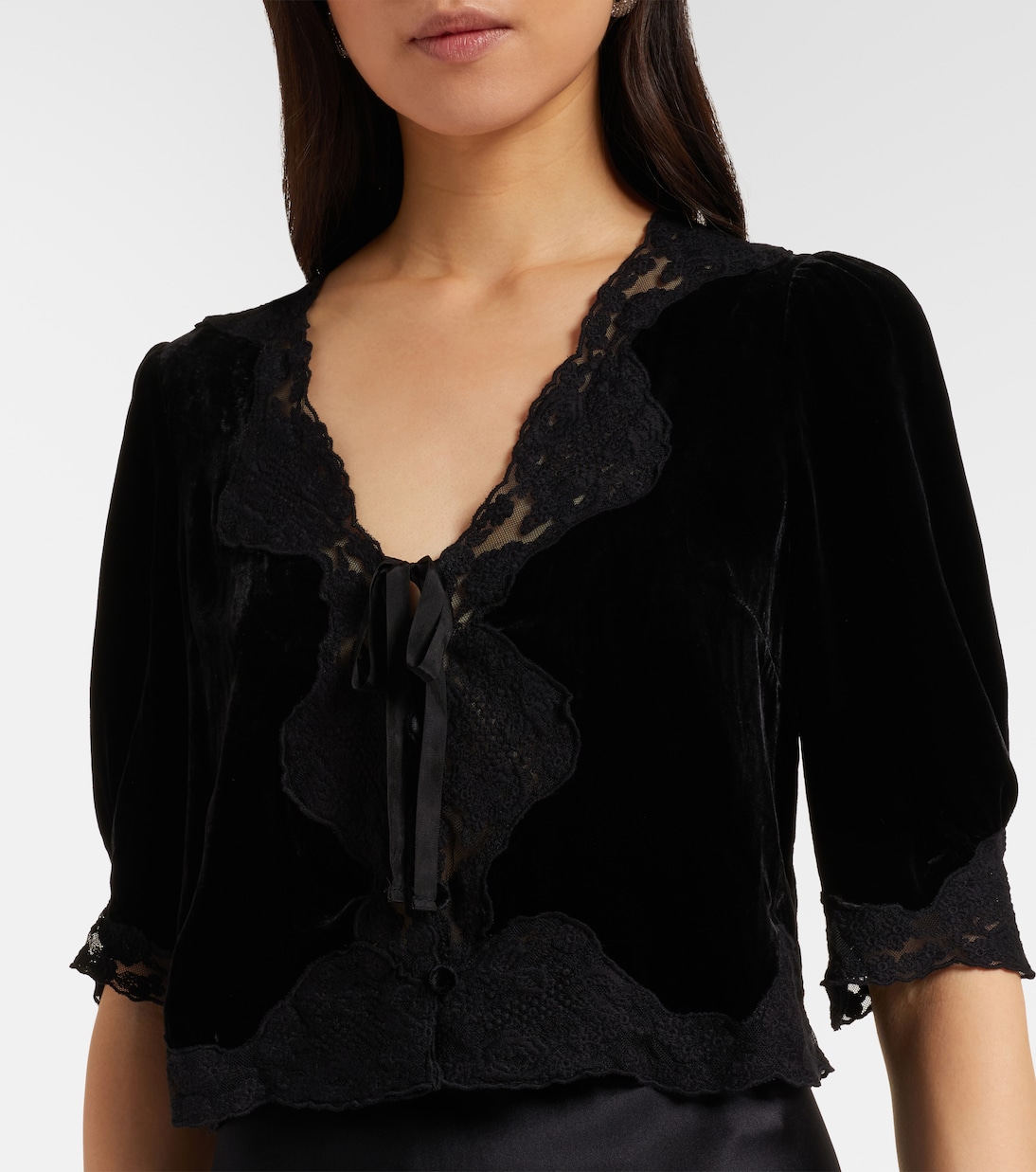 Top Ursula de terciopelo con encaje  | Rixo